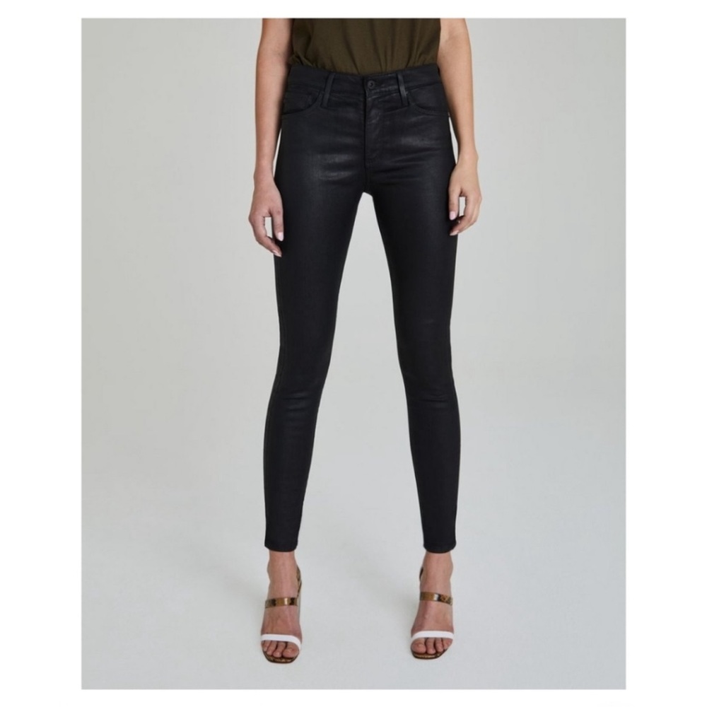 AG Anthropologie‎ The Farrah Skinny Ankle High-Rise Black Faux Leather Pants 26R